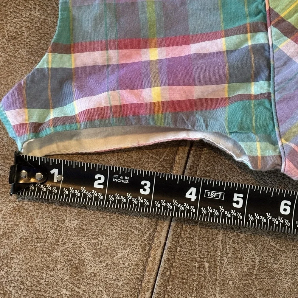 Ralph Lauren Girls Madras Plaid Party Dress Tiered Ruffle Cotton Sz 5